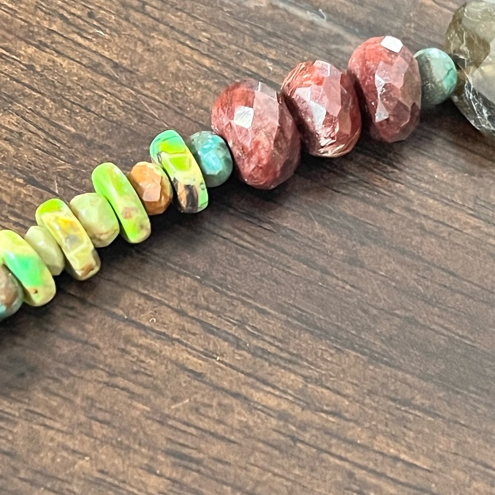 16-18” Multicolor semiprecious Gemstone Beaded Necklace - Picture 4 of 11